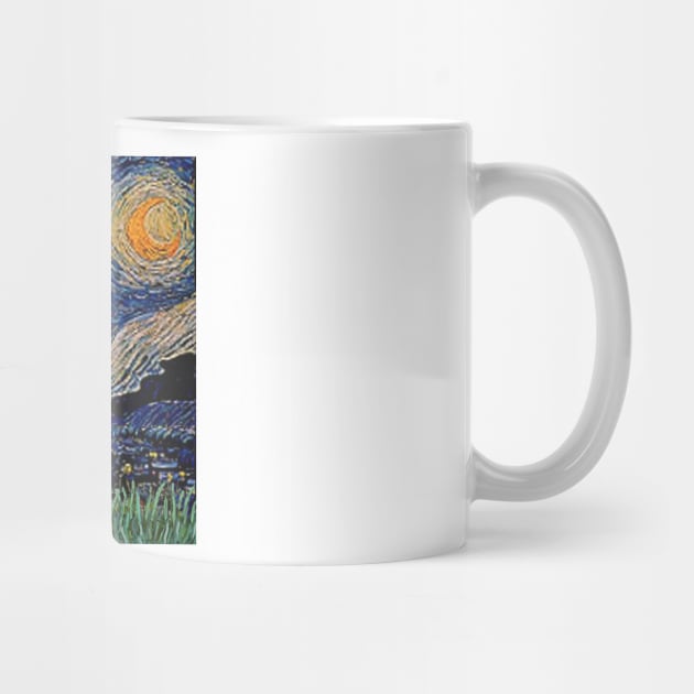 Silver Toy Poodle in Adapted Starry Night by Van Gogh by Dogs Galore and More